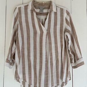 Multiples Women’s Striped Brown and White Top